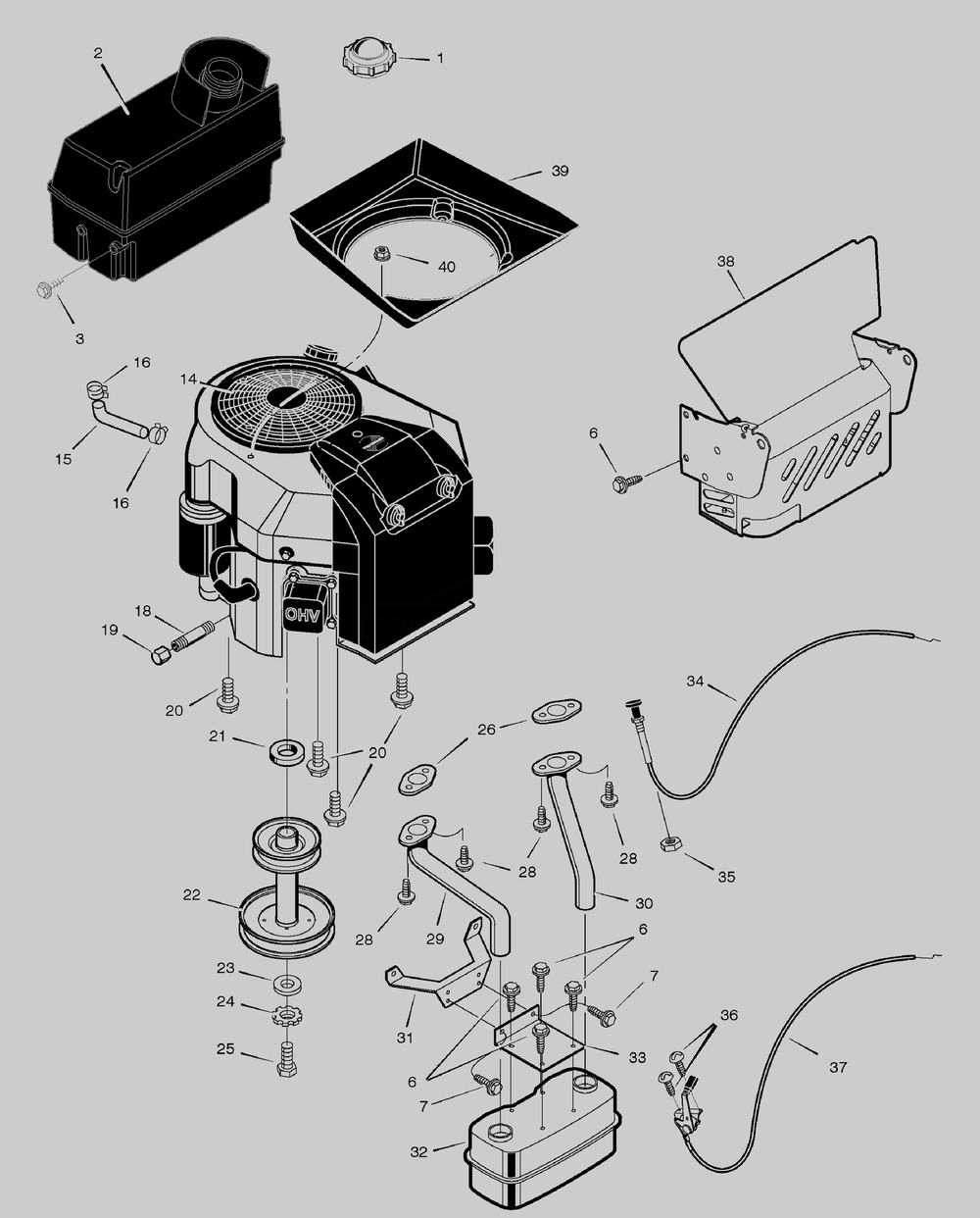 Engine Mount Assembly Diagram and Parts List for 465605X48A 2003 Briggs and Stratton Lawn Tractor